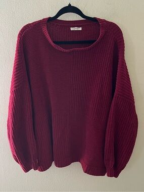 Maurices Deep Red Chunky Crewneck Sweater